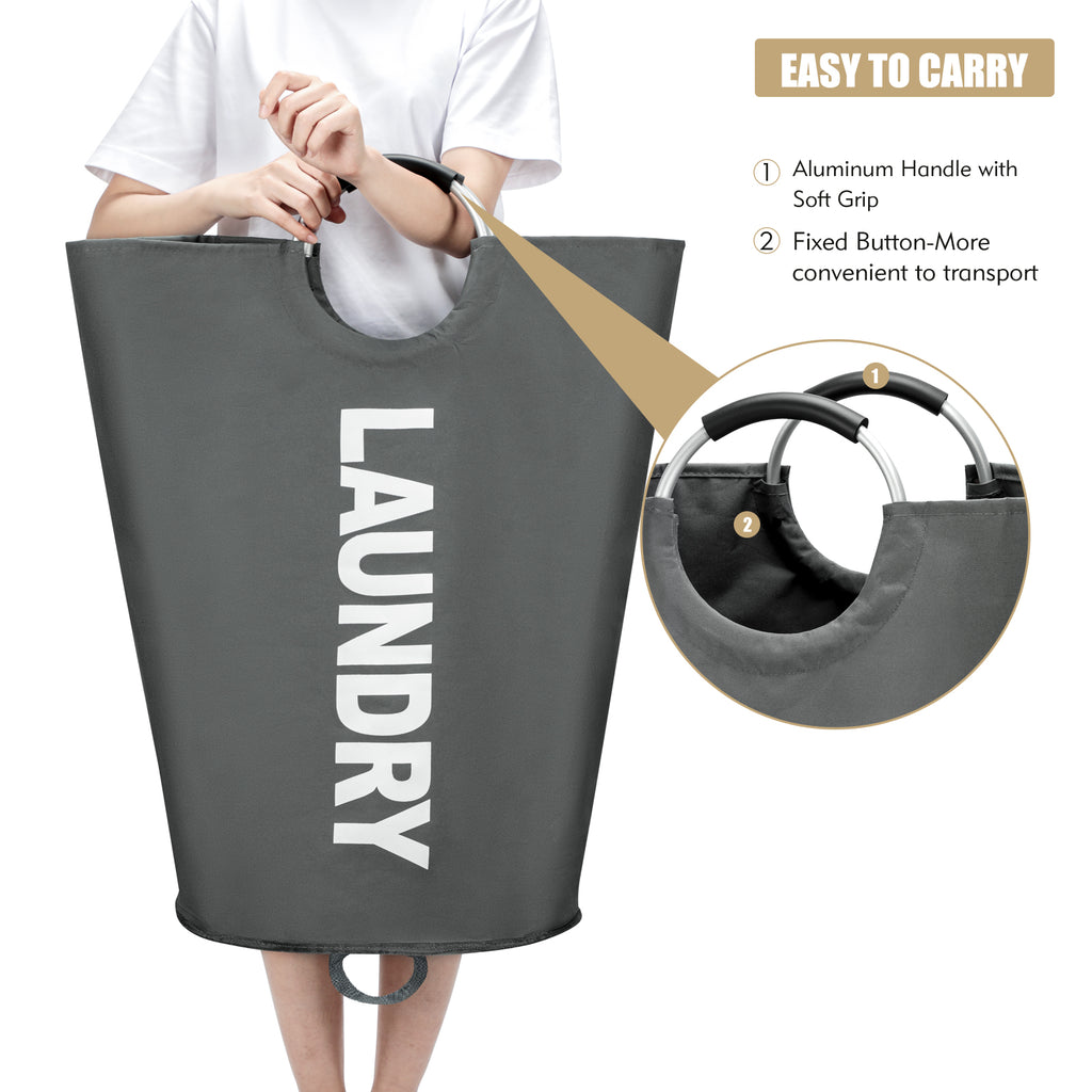 Maxsilan 90L/125L/160L Large Laundry Basket, Freestanding Tall Clothes Hamper, Collapsible Laundry Bag, Dark Grey