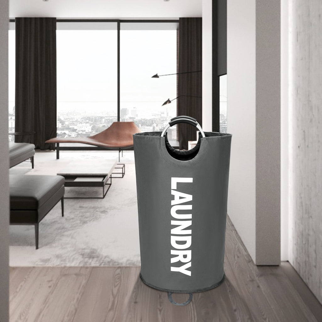 Maxsilan 90L/125L/160L Large Laundry Basket, Freestanding Tall Clothes Hamper, Collapsible Laundry Bag, Dark Grey